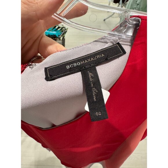 BCBG Poppy Red Layered Chiffon Mini Shift Dress - Picture 8 of 8